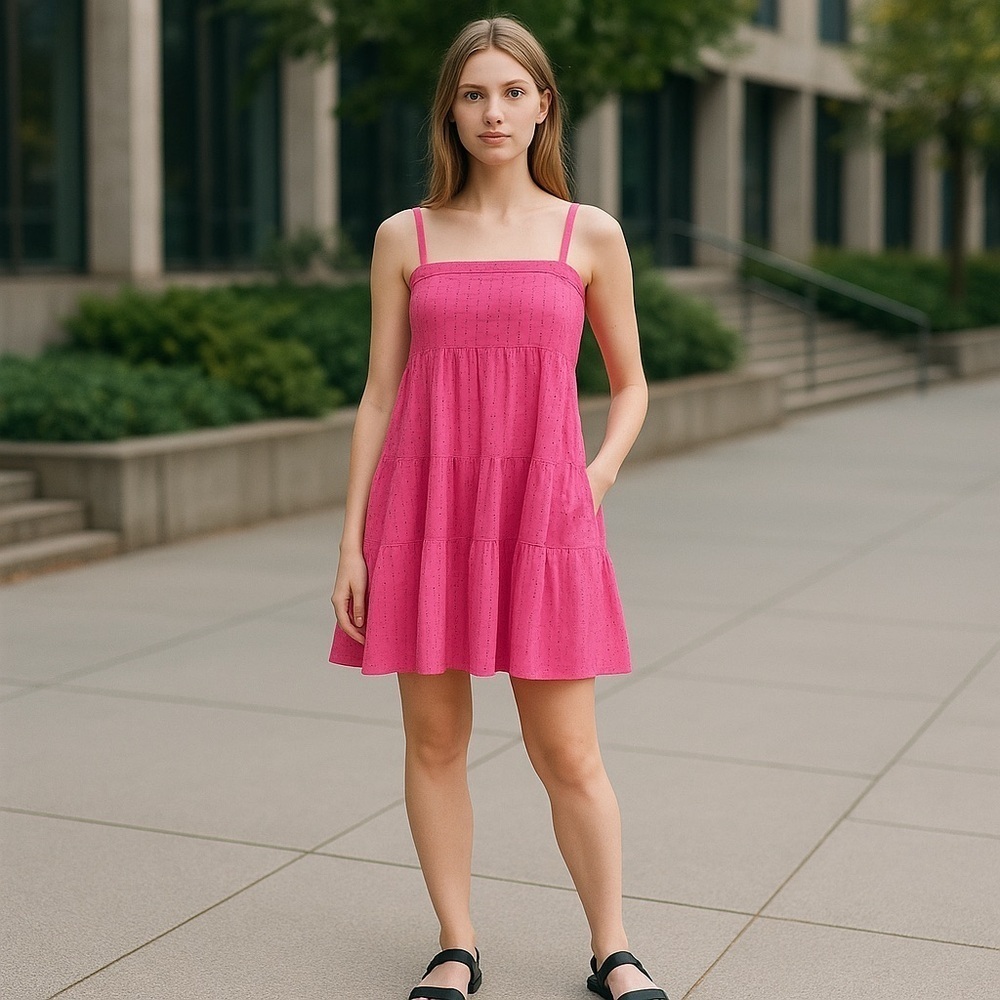 Cabana | by Crown & Ivy Swing Eyelet Tank Dress Pink